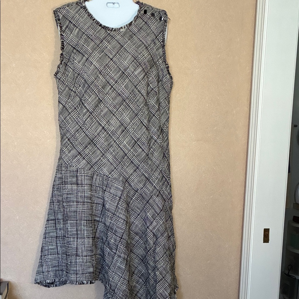 Taylor Asymmetrical Plaid Dress - Black and White